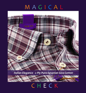 Bolivia- Burgundy & Grey Check- Button Down