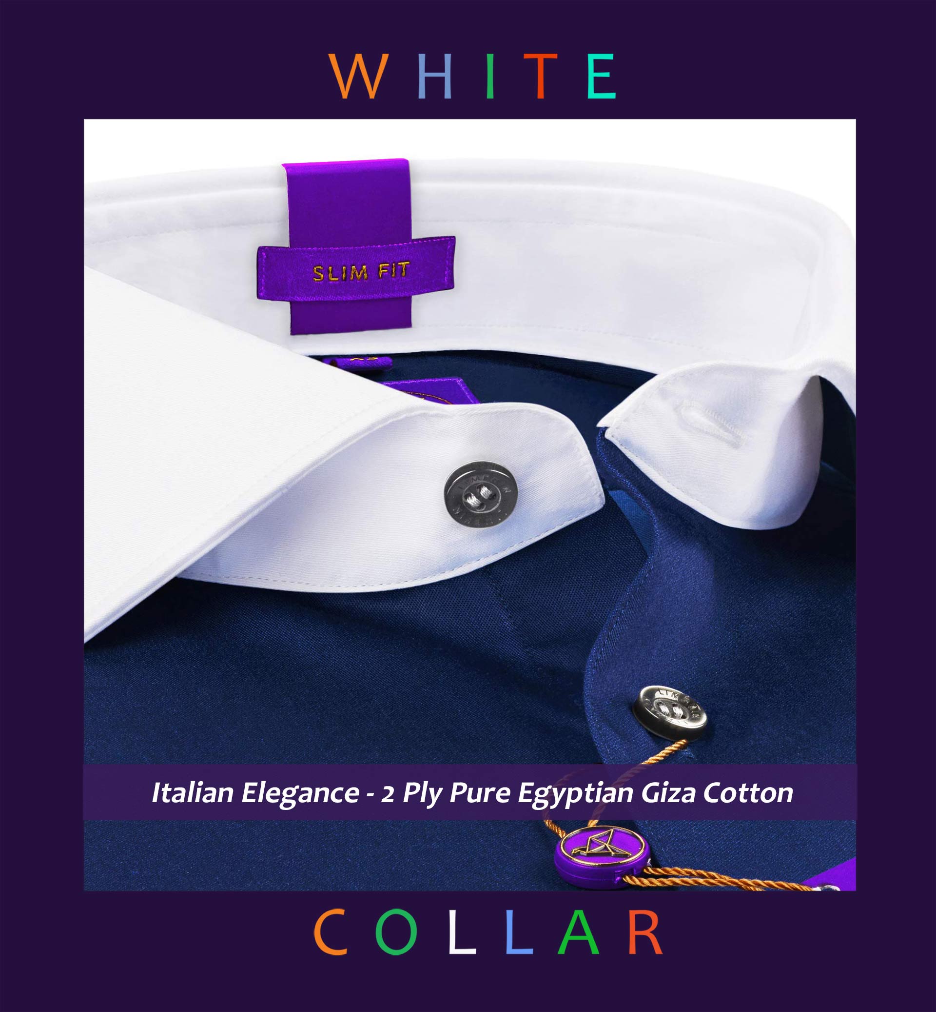 Wellington- Royal Blue Solid Twill- White Collar