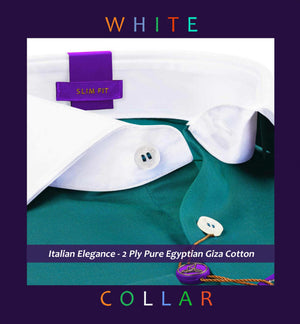 Fontana- Empress Teal Solid Twill- White Collar