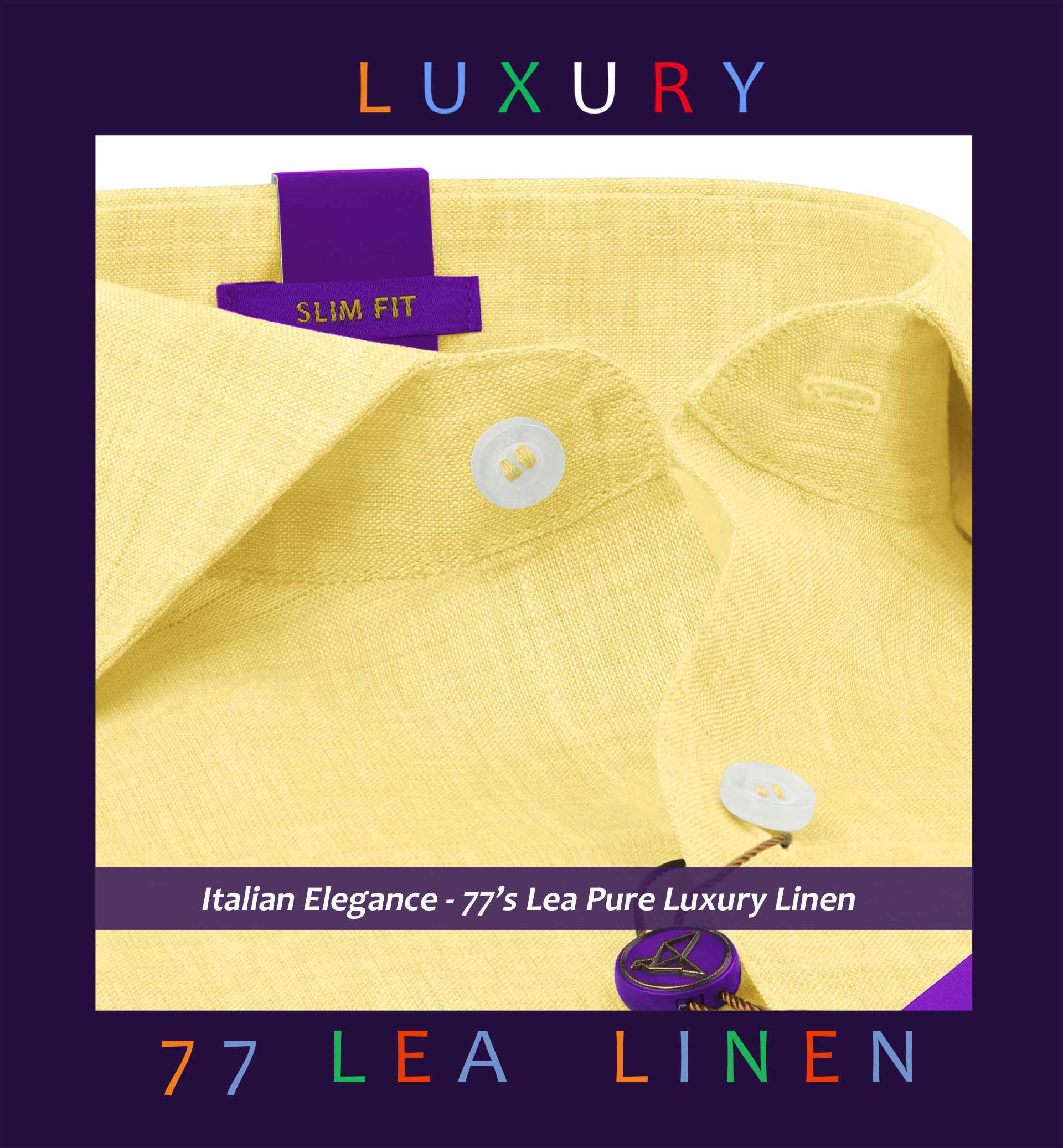 Sicily- Daffodil Yellow Solid Linen- 77's Lea Pure Luxury Linen