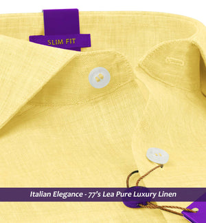 Sicily- Daffodil Yellow Solid Linen- 77's Lea Pure Luxury Linen