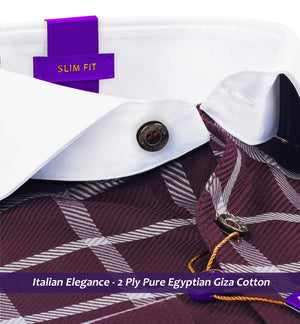 Nairobi- Burgundy & Grey Check- White Collar