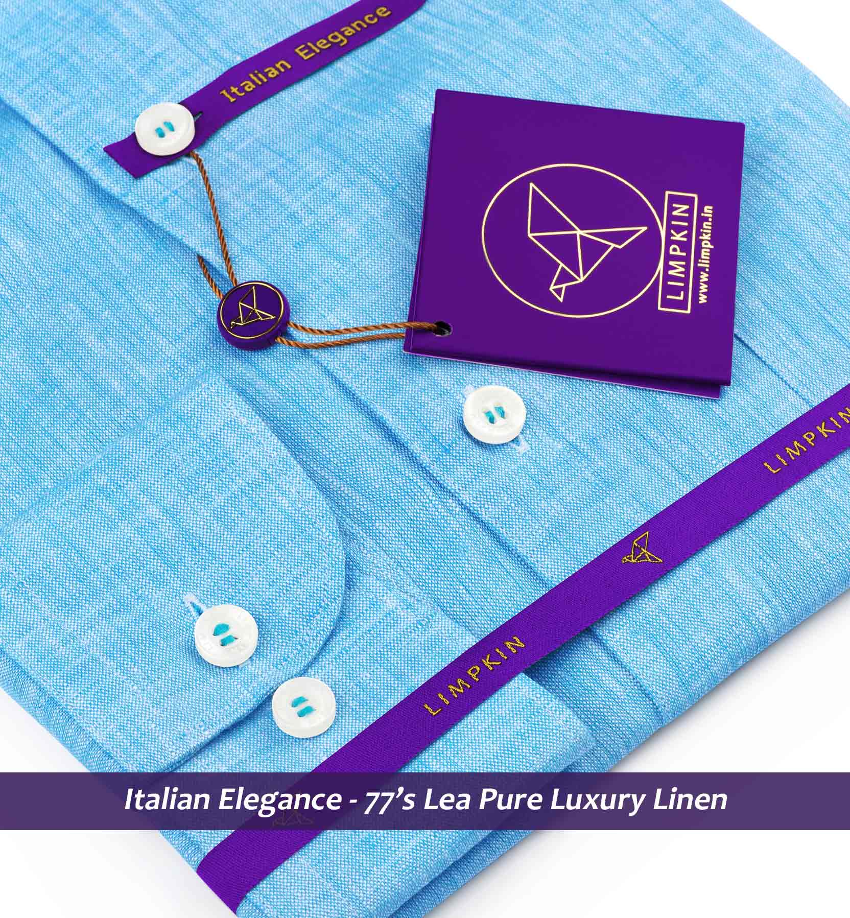 Madrid- Cerulean Blue Solid Linen- 77's Lea Pure Luxury Linen