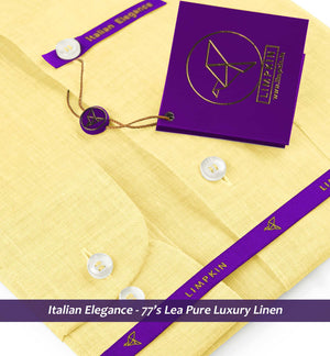 Sicily- Daffodil Yellow Solid Linen- 77's Lea Pure Luxury Linen