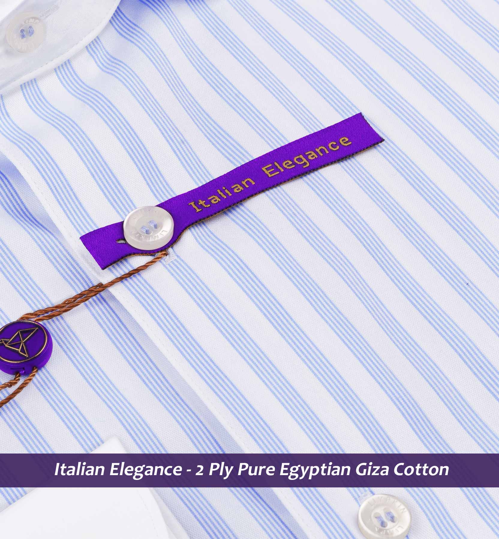 Cyprus- Azure Blue & White Stripe- White Collar