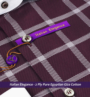 Nairobi- Burgundy & Grey Check- White Collar