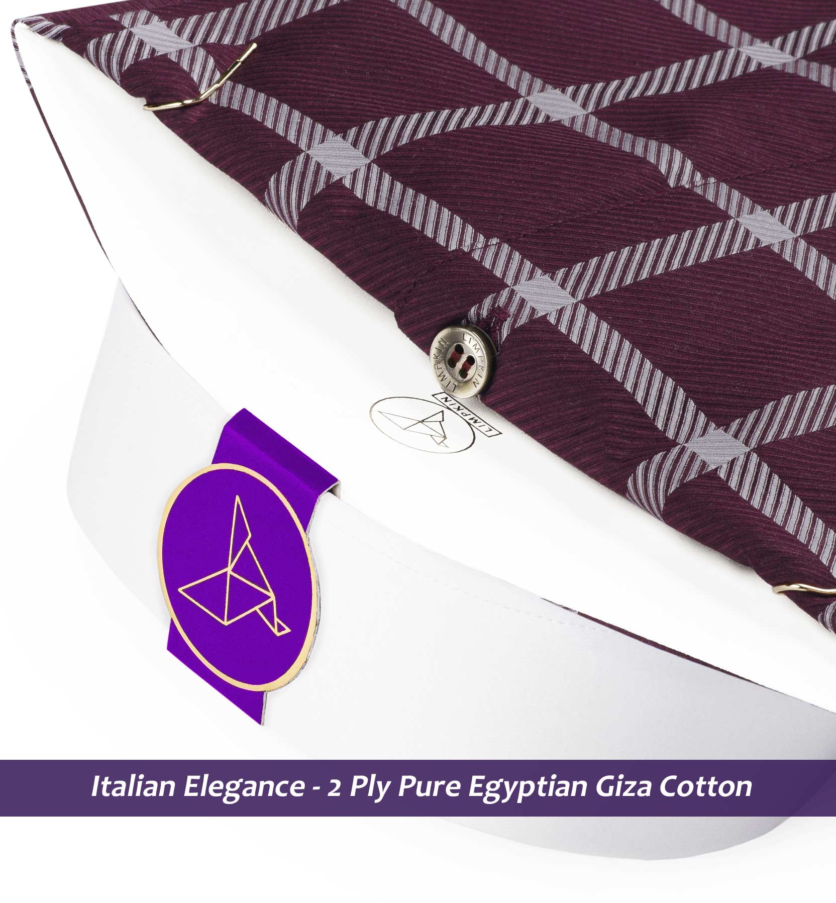 Nairobi- Burgundy & Grey Check- White Collar