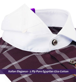 Nairobi- Burgundy & Grey Check- White Collar