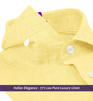 Sicily- Daffodil Yellow Solid Linen- 77's Lea Pure Luxury Linen