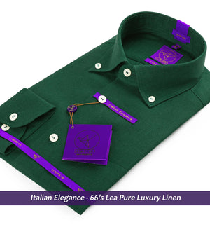 Avignon- Emerald Green Linen- Button Down