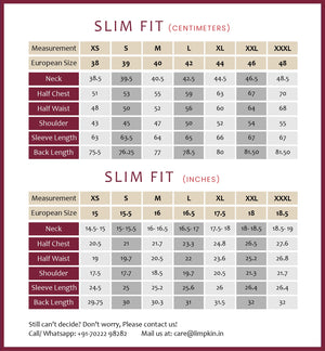 Limpkin- Slim Fit- Measurement Chart