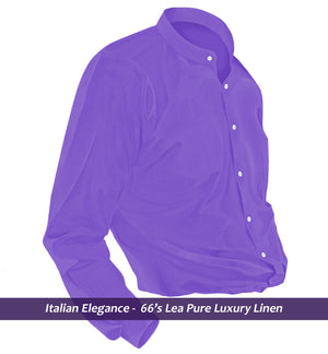 Lagos- Amethyst Solid Linen- Mandarin Collar- 66's Lea Pure Luxury Linen-Delivery from 8th June