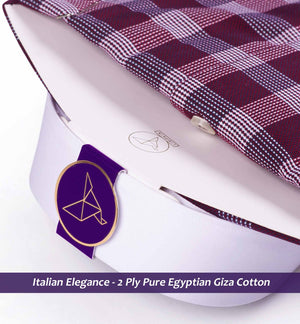 Windsor- Burgundy Check- White Collar